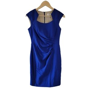 Calvin Klein Women Royal Blue Sheath Dress 6P Career Office Cocktail Sleeveless